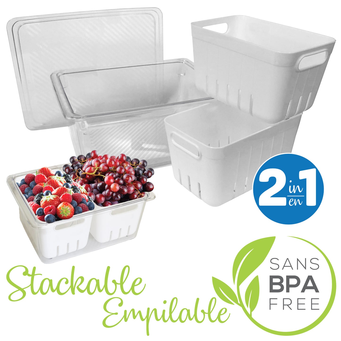 Storage Bin with Double Colander